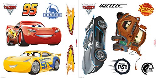 Komar Window-Sticker von Disney | Cars3 | Größe 31 x 31 cm, 2 Bogen, 14 Teile, selbsthaftend und Immer wieder Neu Platzierbar, Made in Germany, Bunt von Komar