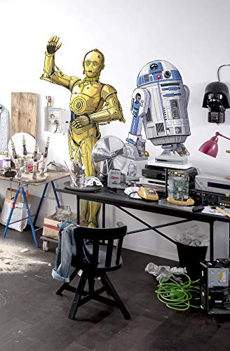 STAR WARS selbstklebende und konturgeschnittene Vlies Fototapete von Komar - Star Wars XXL C - 3PO - Größe: 127 x 200 cm - Wandtattoo, Kinderzimmer, Roboter, Krieg der Sterne von Komar