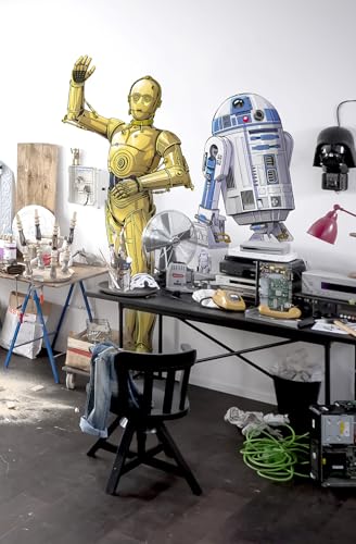 Komar STAR WARS selbstklebende und konturgeschnittene Vlies Fototapete Star Wars XXL R2D2 - Größe: 127 x 120 cm - Wandtattoo, Kinderzimmer, Roboter, Jugendzimmer von Komar