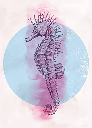 Komar Sea Horse Circle - Größe: 50 x 70 cm, Wandbild, Poster, Kunstdruck (ohne Rahmen), PURE Boutique von Komar