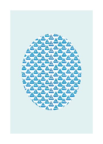 Komar Shelly Patterns Aqua - Größe: 50 x 70 cm, Wandbild, Poster, Kunstdruck (ohne Rahmen), PURE Boutique von Komar
