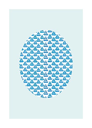 Komar Shelly Patterns Aqua - Größe: 50 x 70 cm, Wandbild, Poster, Kunstdruck (ohne Rahmen), PURE Boutique von Komar