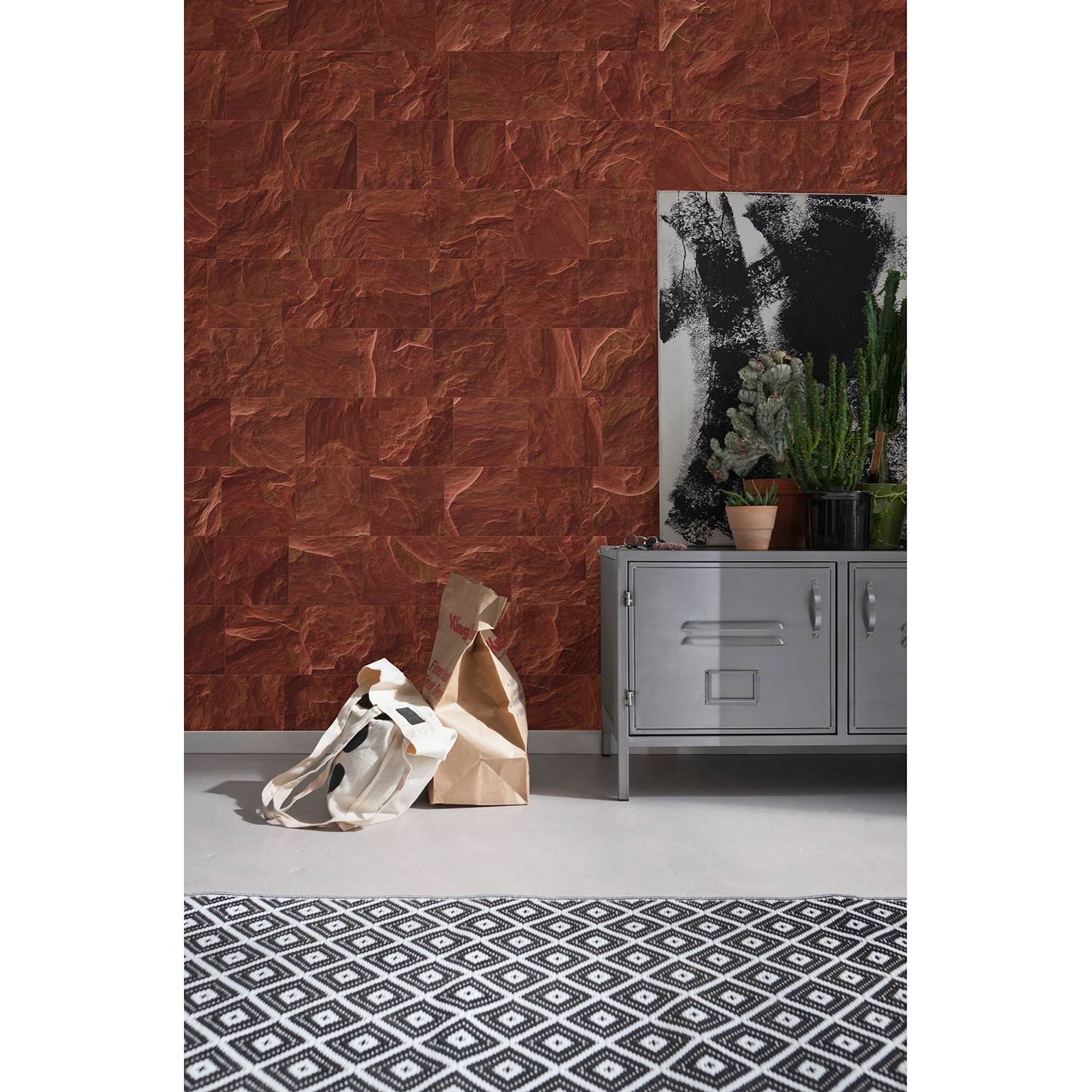 home24 Vlies Fototapete Red Slate Tiles 400 x 280cm von home24