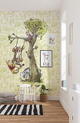 Vlies Fototapete von Komar "Winnie Pooh in the wood" | Größe: 200 x 280 cm (Breite x Höhe), Bahnbreite 50 cm | Tapete, Wandbild, Dekoration, Wandbelag, Kinderzimmer, Schlafzimmer | DX4-017 von Komar