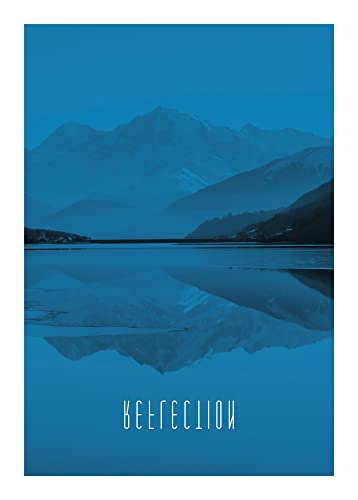 Komar Word Lake Reflection Blue - Größe: 50 x 70 cm, Wandbild, Poster, Kunstdruck (ohne Rahmen), PURE Boutique von Komar