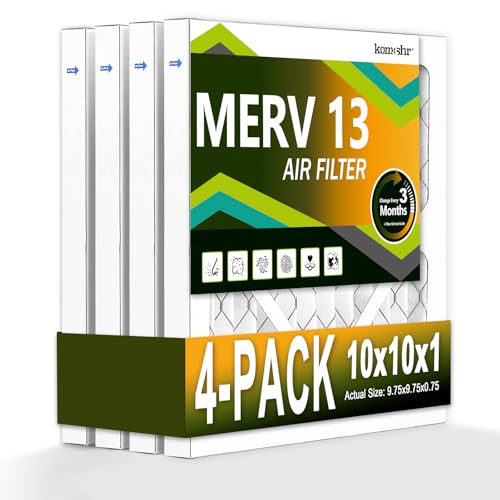 Komashr 10 x 10 x 1 Luftfilter MERV 13 (4er-Pack), HVAC/Ofen-AC-Filterersatz, Staubschutz, vergleichbar mit MPR 1500-1900 und FPR 10 (tatsächlich 7,75 x 7,75 x 0,75) von Komashr