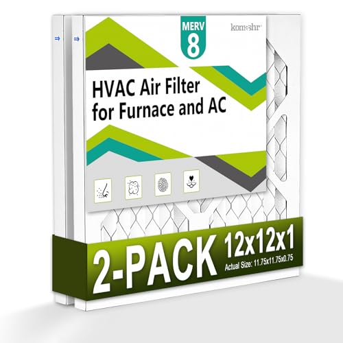 Komashr 12 x 12 x 1 Luftfilter MERV 8 (2er-Pack), HVAC/Ofen-AC-Filterersatz, Staubschutz, vergleichbar mit MPR 600 und FPR 5 (tatsächlich 11,75 x 11,75 x 0,75) von Komashr