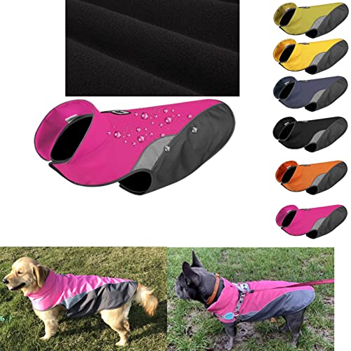 Komate Fleece Hundemantel Hundejacke mit Hundeleinenloch Öffnung wasserdichte Reflektierende Weste Haustier Hundebekleidung Warme Winter Welpenmäntel für kleine Mittel Große Hunde (M, Rose) von Komate