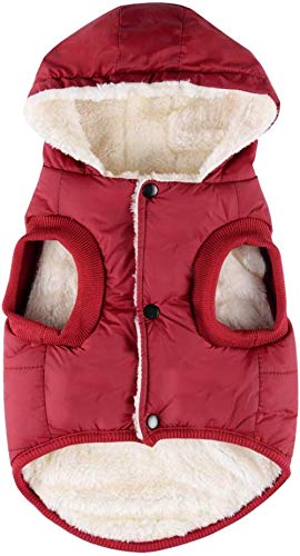 Komate Warme Winter Hund Jacke Mantel Vlies Dicker Mantel Weste Stoff für kleine, mittelgroße Hunde (L (Brustumfang 56cm), Rot) von Komate