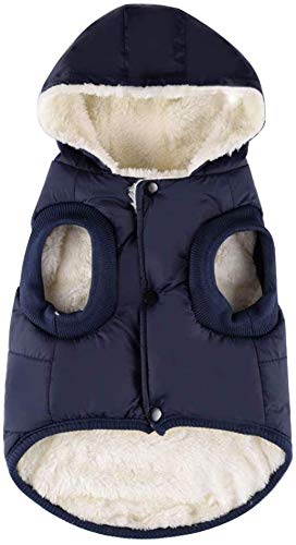 Komate Warme Winter Hund Jacke Mantel Vlies Dicker Mantel Weste Stoff für kleine, mittelgroße Hunde (S (Brustumfang 40cm), Blau) von Komate