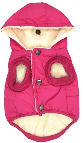 Komate Warme Winter Hund Jacke Mantel Vlies Dicker Mantel Weste Stoff für kleine, mittelgroße Hunde (S (Brustumfang 40cm), Rose) von Komate