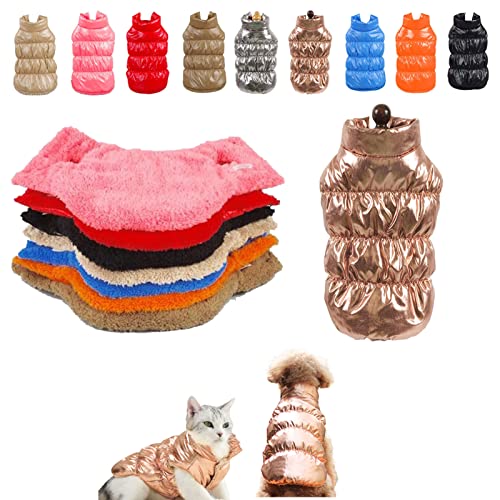 Komate Winter Hundemantel Hundejacke Wasserdicht Fleece Daunenjacke Warme Weste für kleine mittelgroße Hunde Katze Haustier Hunde Bekleidung Mantel Jacke Kostüm Schneeanzug (L, Gold) von Komate