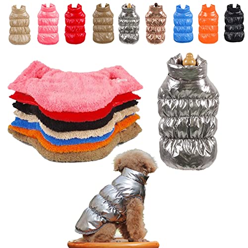 Komate Winter Hundemantel Hundejacke Wasserdicht Fleece Daunenjacke Warme Weste für kleine mittelgroße Hunde Katze Haustier Hunde Bekleidung Mantel Jacke Kostüm Schneeanzug (L, Silber) von Komate