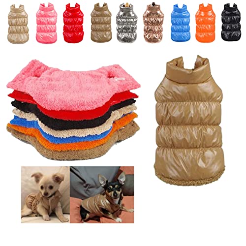 Komate Winter Hundemantel Hundejacke Wasserdicht Fleece Daunenjacke Warme Weste für kleine mittelgroße Hunde Katze Haustier Hunde Bekleidung Mantel Jacke Kostüm Schneeanzug (M, Braun) von Komate