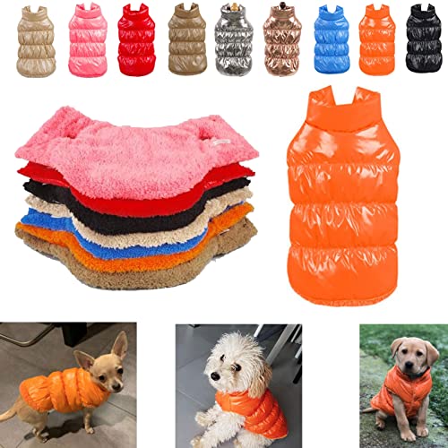 Komate Winter Hundemantel Hundejacke Wasserdicht Fleece Daunenjacke Warme Weste für kleine mittelgroße Hunde Katze Haustier Hunde Bekleidung Mantel Jacke Kostüm Schneeanzug (M, Orange) von Komate