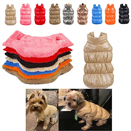 Komate Winter Hundemantel Hundejacke Wasserdicht Fleece Daunenjacke Warme Weste für kleine mittelgroße Hunde Katze Haustier Hunde Bekleidung Mantel Jacke Kostüm Schneeanzug (S, Beige) von Komate