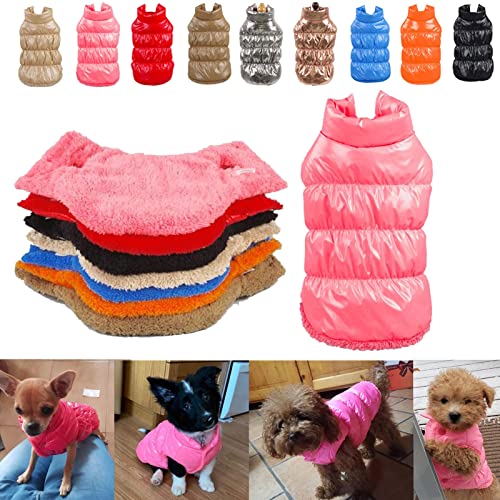 Komate Winter Hundemantel Hundejacke Wasserdicht Fleece Daunenjacke Warme Weste für kleine mittelgroße Hunde Katze Haustier Hunde Bekleidung Mantel Jacke Kostüm Schneeanzug (S, Rosa) von Komate