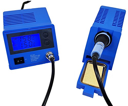 Komerci ZD-931ESD Regelbare digitale Lötstation 24V Lötkolben 48W mit Lötspitze, blau beleuchtetes Display, 150-450°C von Komerci