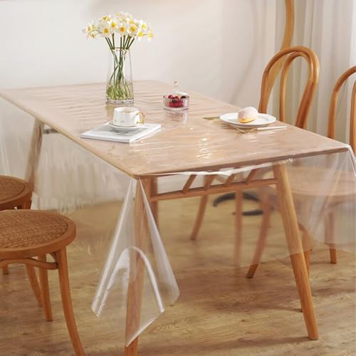 Tischdecke Transparent, PVC Clear Tischdecke Durchsichtig, Waterproof Oilproof Square Tablecloth, Tischschutzfolie for Dining Table Kitchen Party (140 x 140cm) von Komergave
