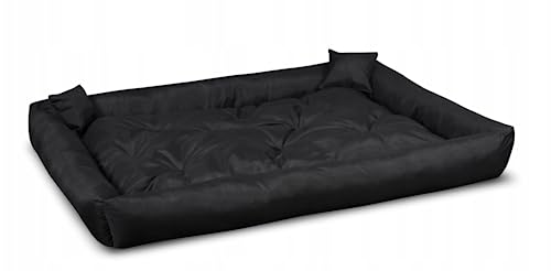 KomfortHome Hundebett, Hundesofa mit 2 Kissen Waschbar, Hundekissen mit weichem Rand für kleine, mittelgroße und große Hunde und Katzen (100x75 cm, Schwarz) von KomfortHome