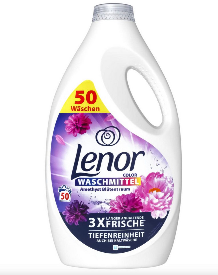 KomfortHome Lenor 2,25L 75 Waschgänge Color Amethyst Universal Aprilfrisch Gel Vollwaschmittel (Flüssigwaschmittel Bunt Weiß ab 20°C Optische Aufheller XXL Duft, [- 1 Flasche Waschmittel 2250 ml 1 Flasche Waschmittel 2250 ml) von KomfortHome