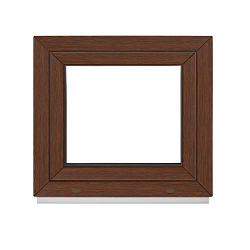 Komforta Fenster Nussbaum Außen/Innen - Alle Größen Kellerfenster Kunststoff BxH 800 x 600 mm - Garagenfenster Fenster PVC 80 x 60 cm 2-Fach Verglasung-Din Rechts-Dreh Kipp Kunststofffenster von Komforta