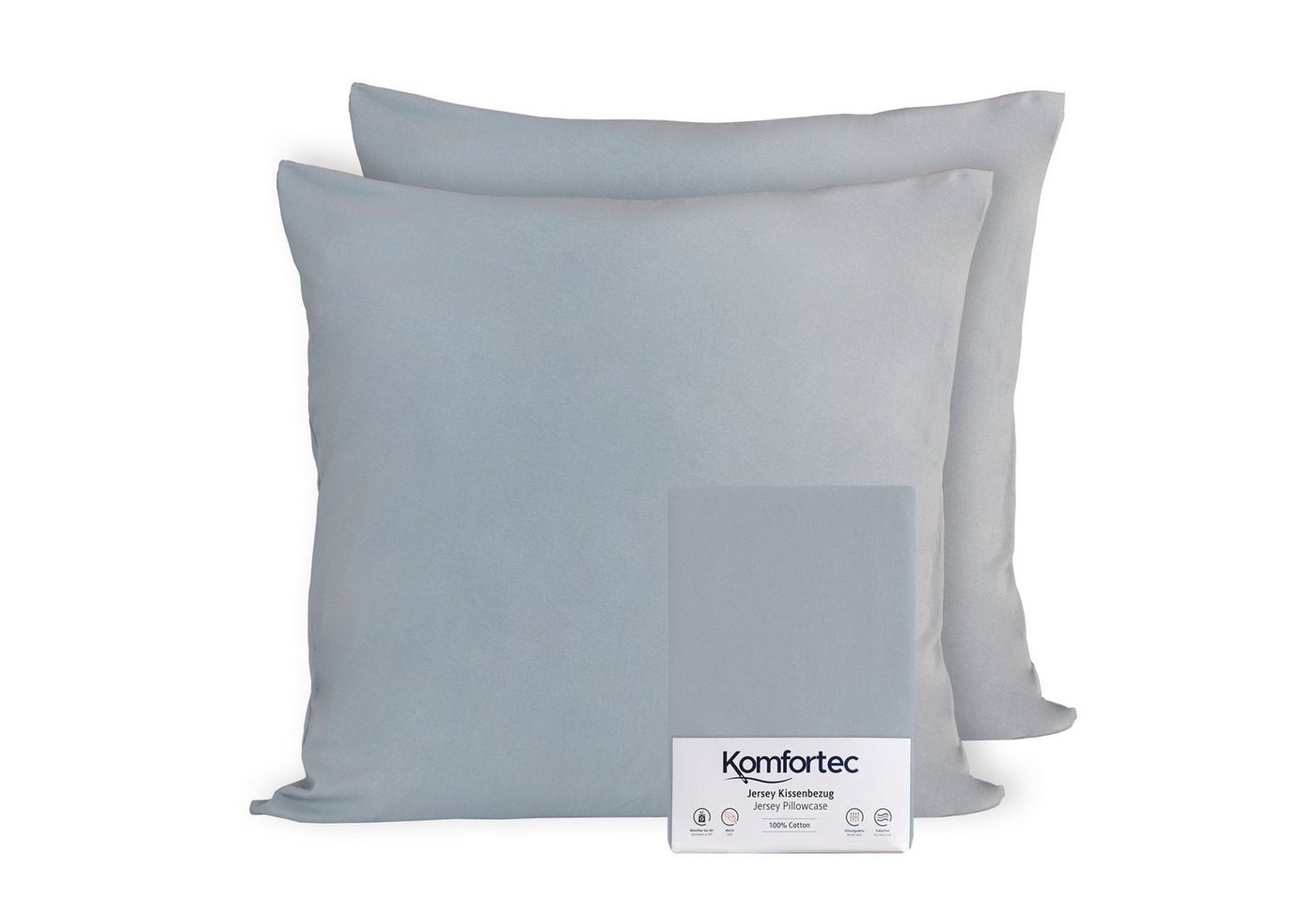 Kissenbezug 100% Baumwolle, 150 g/m², Komfortec (2 Stück), 40 x 40 cm, Kissenhülle, Superweicher Premium Jersey Kopfkissenbezug von Komfortec