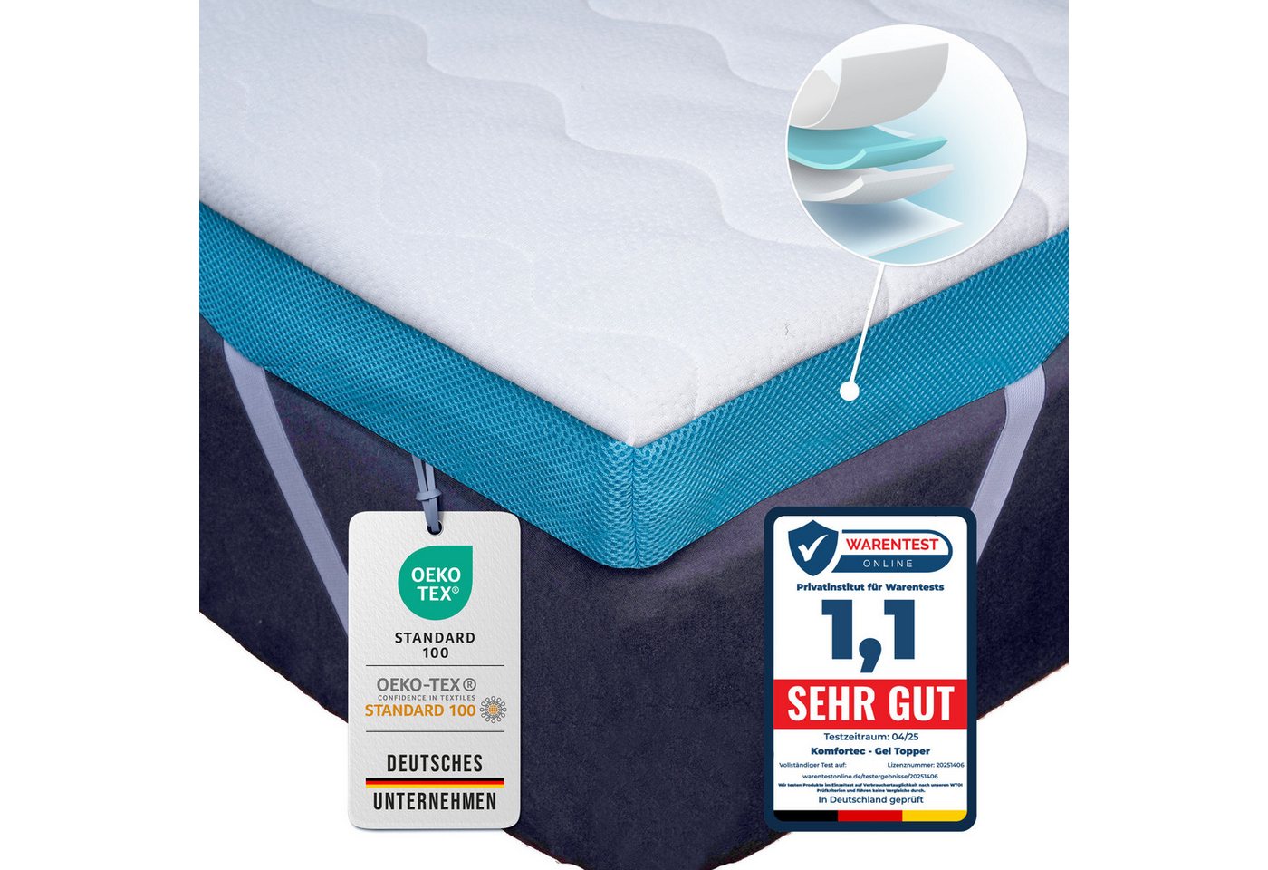 Komfortec, Topper 90/140/160x200 cm, 5 cm hoch, Visco Memory Schaum, Oeko-TEX Zertifiziert Matratzentopper für Boxspringbetten Komfortec, Topper 90/140/160x200 cm, 5 cm hoch, Visco Memory Schaum, Oeko-TEX Zertifiziert Matratzentopper für Boxspringbetten von Komfortec