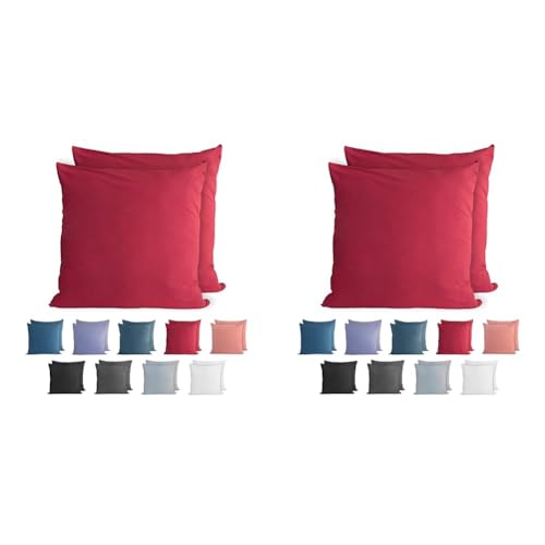 Komfortec 100% Baumwolle Kissenbezüge 2er Set 40x40 cm, Superweicher Premium Jersey Kopfkissenbezug 150 g/m², Kissenhülle, Aurora Rot (Packung mit 2) von Komfortec