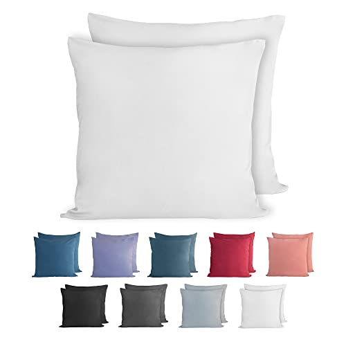 Komfortec 100% Baumwolle Kissenbezüge 2er Set 40x40 cm, Superweicher Premium Jersey Kopfkissenbezug 150 g/m², Kissenhülle, Weiß Komfortec 100% Baumwolle Kissenbezüge 2er Set 40x40 cm, Superweicher Premium Jersey Kopfkissenbezug 150 g/m², Kissenhülle, Weiß von Komfortec