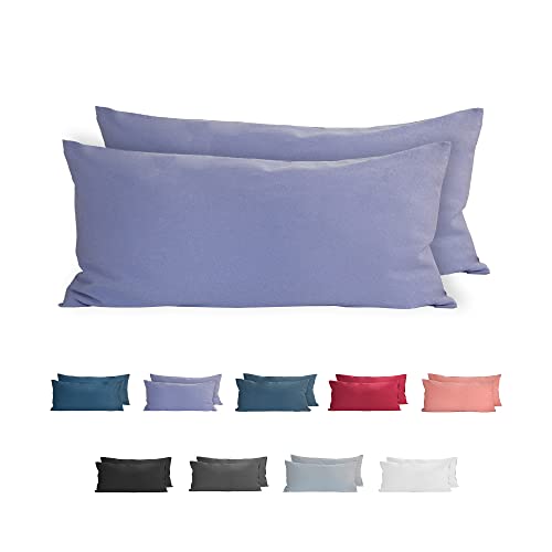 Komfortec 100% Baumwolle Kissenbezüge 2er Set 40x80 cm, Superweicher Premium Jersey Kopfkissenbezug 150 g/m², Kissenhülle, Lila Komfortec 100% Baumwolle Kissenbezüge 2er Set 40x80 cm, Superweicher Premium Jersey Kopfkissenbezug 150 g/m², Kissenhülle, Lila von Komfortec