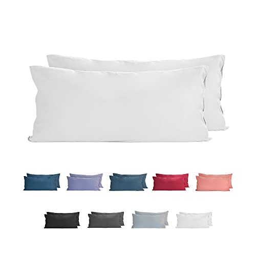 Komfortec 100% Baumwolle Kissenbezüge 2er Set 40x80 cm, Superweicher Premium Jersey Kopfkissenbezug 150 g/m², Kissenhülle, Weiß Komfortec 100% Baumwolle Kissenbezüge 2er Set 40x80 cm, Superweicher Premium Jersey Kopfkissenbezug 150 g/m², Kissenhülle, Weiß von Komfortec