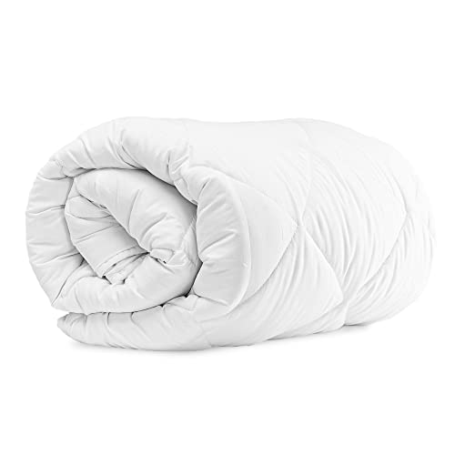 Komfortec Bettdecke 155x220 cm Ganzjahresdecke, 300gsm, warme Bettdecke für Allergiker, Decke Antiallergisch Blanket, Weiß von Komfortec