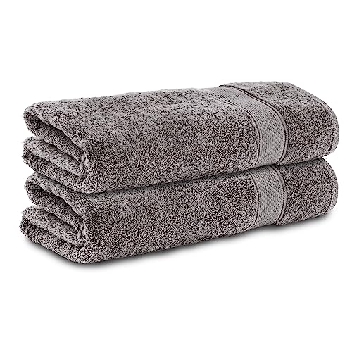 Komfortec 2er Duschtücher 70x140 cm Set aus 100% Baumwolle, 470g/m², Frottee, Weich, Anthrazit Grau von Komfortec
