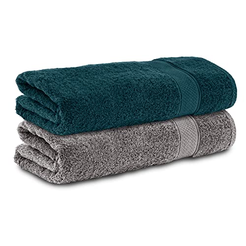 Komfortec 2er Handtücher 50x100 cm Set aus 100% Baumwolle, Frottee, Weich, Anthrazit Grau/Petrol Komfortec 2er Handtücher 50x100 cm Set aus 100% Baumwolle, Frottee, Weich, Anthrazit Grau/Petrol von Komfortec