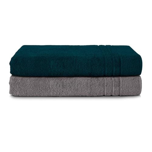 Komfortec 2er Saunatuch Set 80x200 cm aus 100% Baumwolle, XXL-Saunatücher, Sauna Handtuch, Weich, Groß, Frottee, Schnelltrocknend, Anthrazit Grau/Petrol Komfortec 2er Saunatuch Set 80x200 cm aus 100% Baumwolle, XXL-Saunatücher, Sauna Handtuch, Weich, Groß, Frottee, Schnelltrocknend, Anthrazit Grau/Petrol von Komfortec