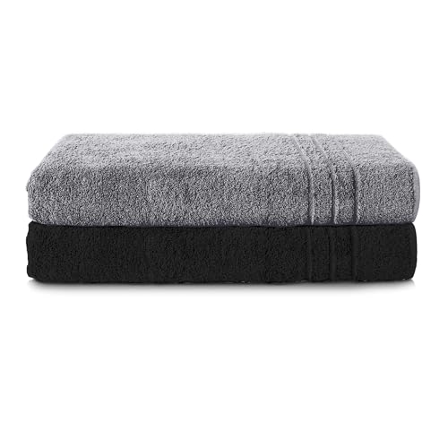 Komfortec 2er Saunatuch Set 80x200 cm aus 100% Baumwolle, XXL-Saunatücher, Sauna Handtuch, Weich, Groß, Frottee, Schnelltrocknend, Anthrazit Grau/Schwarz Komfortec 2er Saunatuch Set 80x200 cm aus 100% Baumwolle, XXL-Saunatücher, Sauna Handtuch, Weich, Groß, Frottee, Schnelltrocknend, Anthrazit Grau/Schwarz von Komfortec
