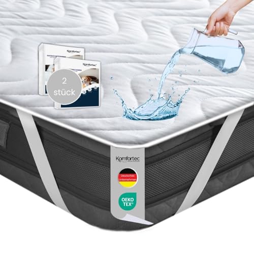 Komfortec Wasserdichter Matratzenschoner 120x200cm 2er-Set | Anti-Milben, Atmungsaktiv, Kein Knistern | Oeko-TEX Zertifiziert | Matratzen Inkontinenzauflage für Boxspringbetten von Komfortec