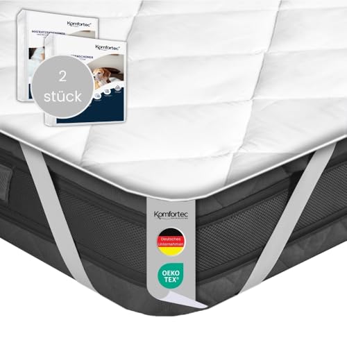 Komfortec Weicher Matratzenschoner 160x200cm 2er-Set | Atmungsaktiver und Weicher matratzenschonbezug | Oeko-TEX Zertifiziert | Bequem und Langlebig von Komfortec