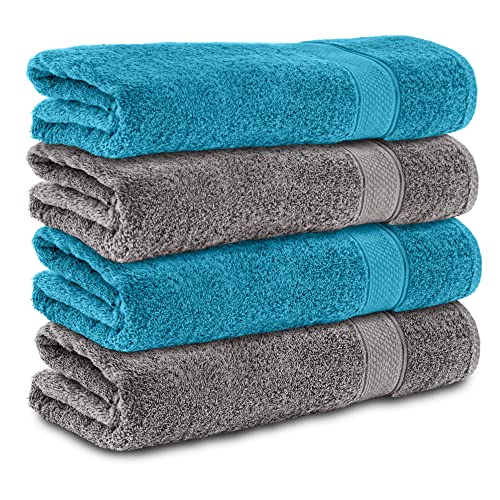 Komfortec 4er Handtücher 50x100 cm Set aus 100% Baumwolle, Frottee, Weich, Anthrazit Grau/Türkis Komfortec 4er Handtücher 50x100 cm Set aus 100% Baumwolle, Frottee, Weich, Anthrazit Grau/Türkis von Komfortec