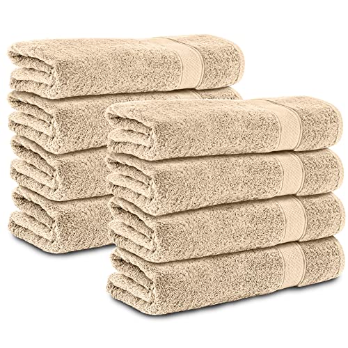 Komfortec 8er Handtücher 50x100 cm Set aus 100% Baumwolle, 470g/m², Frottee, Weich, Beige von Komfortec