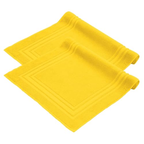 Komfortec Badvorleger Set 2 Teilig, Frottee Duschvorleger, Waschbar Duschmatte & Badteppich, 600 g/m² &100% Baumwolle, Saugfähig & Schnelltrocknend, 50 x 70 cm, Gelb Komfortec Badvorleger Set 2 Teilig, Frottee Duschvorleger, Waschbar Duschmatte & Badteppich, 600 g/m² &100% Baumwolle, Saugfähig & Schnelltrocknend, 50 x 70 cm, Gelb von Komfortec