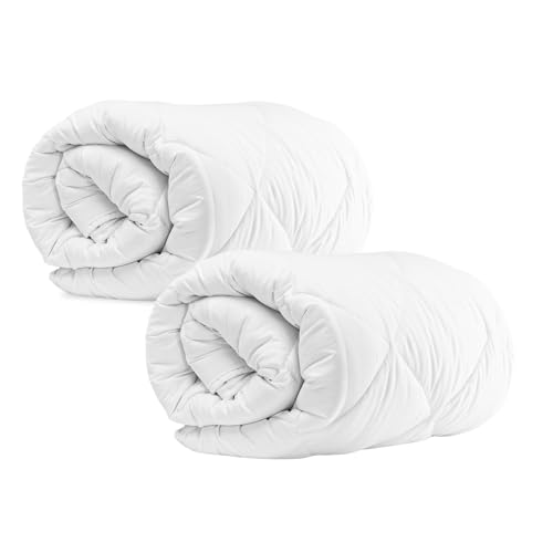 Komfortec Bettdecke 135x200 cm Doppelpack Ganzjahresdecke, 300gsm, warme Bettdecke für Allergiker, Decke Antiallergisch Blanket, Weiß von Komfortec