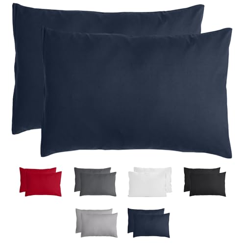 Komfortec Kissenbezug 50x70 cm 2er Set aus Gebürstet Mikrofaser mit Reißverschluss, Atmungskativ und Weich – Blau von Komfortec