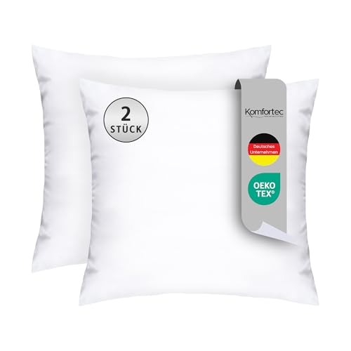Komfortec Kopfkissen 40x40 cm 2er Set, Oeko-TEX Zertifiziert Sofakissen mit 300g Kissenfüllung, Waschbar von Komfortec