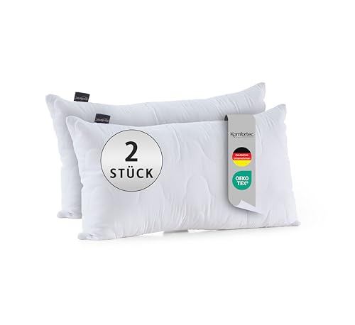Komfortec Kopfkissen 50x75 cm 2er Set, Höhenverstellbar Gesteppt Kissen, Oeko-TEX Zertifiziert, Allergiker geeignet Komfortec Kopfkissen 50x75 cm 2er Set, Höhenverstellbar Gesteppt Kissen, Oeko-TEX Zertifiziert, Allergiker geeignet von Komfortec