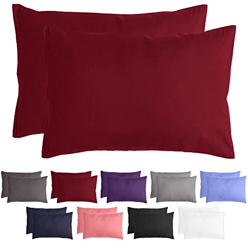 Komfortec Premium Kissenbezüge 2er Set 40x60 cm mit Reißverschluss, gebürstet 100% Polyester 120g/m², Kopfkissenbezug, Superweiches Kissenhülle Set, Rot von Komfortec