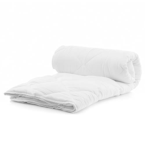 Komfortec Sommerdecke 200x200 cm, 170gsm, dünne und leichte Bettdecke für Sommer, Decke Antiallergisch Blanket für 2 Personen, Weiß von Komfortec