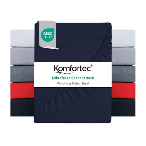 Komfortec Mikrofaser Spannbettlaken 90x200 cm – Weiches Spannbetttuch mit Rundumgummi – Fitted Sheet für Matratzen bis 30 cm – Blau – Oeko-Tex – Pflegeleicht & Hautfreundlich – 90g/m² Komfortec Mikrofaser Spannbettlaken 90x200 cm – Weiches Spannbetttuch mit Rundumgummi – Fitted Sheet für Matratzen bis 30 cm – Blau – Oeko-Tex – Pflegeleicht & Hautfreundlich – 90g/m² von Komfortec