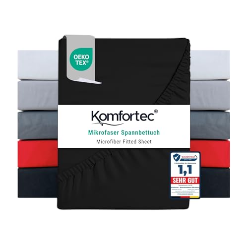 Komfortec Mikrofaser Spannbettlaken 90x200 cm – Weiches Spannbetttuch mit Rundumgummi – Fitted Sheet für Matratzen bis 30 cm – Schwarz – Oeko-Tex – Pflegeleicht & Hautfreundlich – 90g/m² Komfortec Mikrofaser Spannbettlaken 90x200 cm – Weiches Spannbetttuch mit Rundumgummi – Fitted Sheet für Matratzen bis 30 cm – Schwarz – Oeko-Tex – Pflegeleicht & Hautfreundlich – 90g/m² von Komfortec